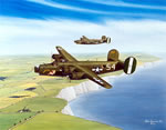 "Home To Halesworth" - Sam Lyons - B-24 Liberator World War II Aviation Art